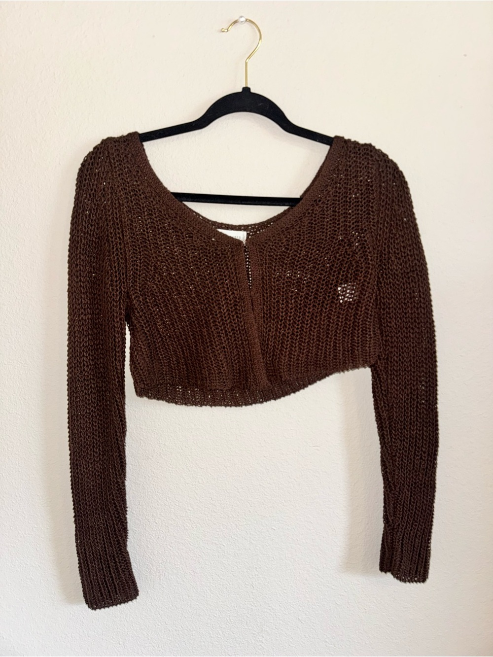 Cropped Knit Bolero Cardigan - Brown